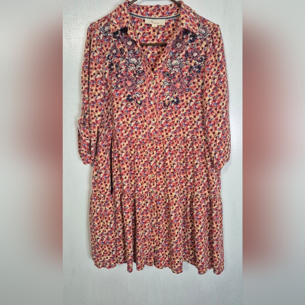 Floral Embroidered Button-Up Dress Nurture By Westbound Size Medium